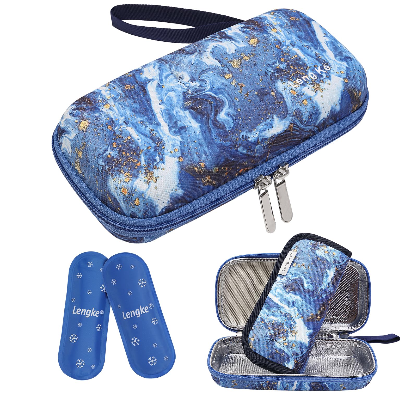 BOMKEE Insulin Cooler Travel Case, Insulated Pouch for Insulin Refrigerated Medicine Organizer Bag Carrying Case Storage Bag with 2 Ice Pack