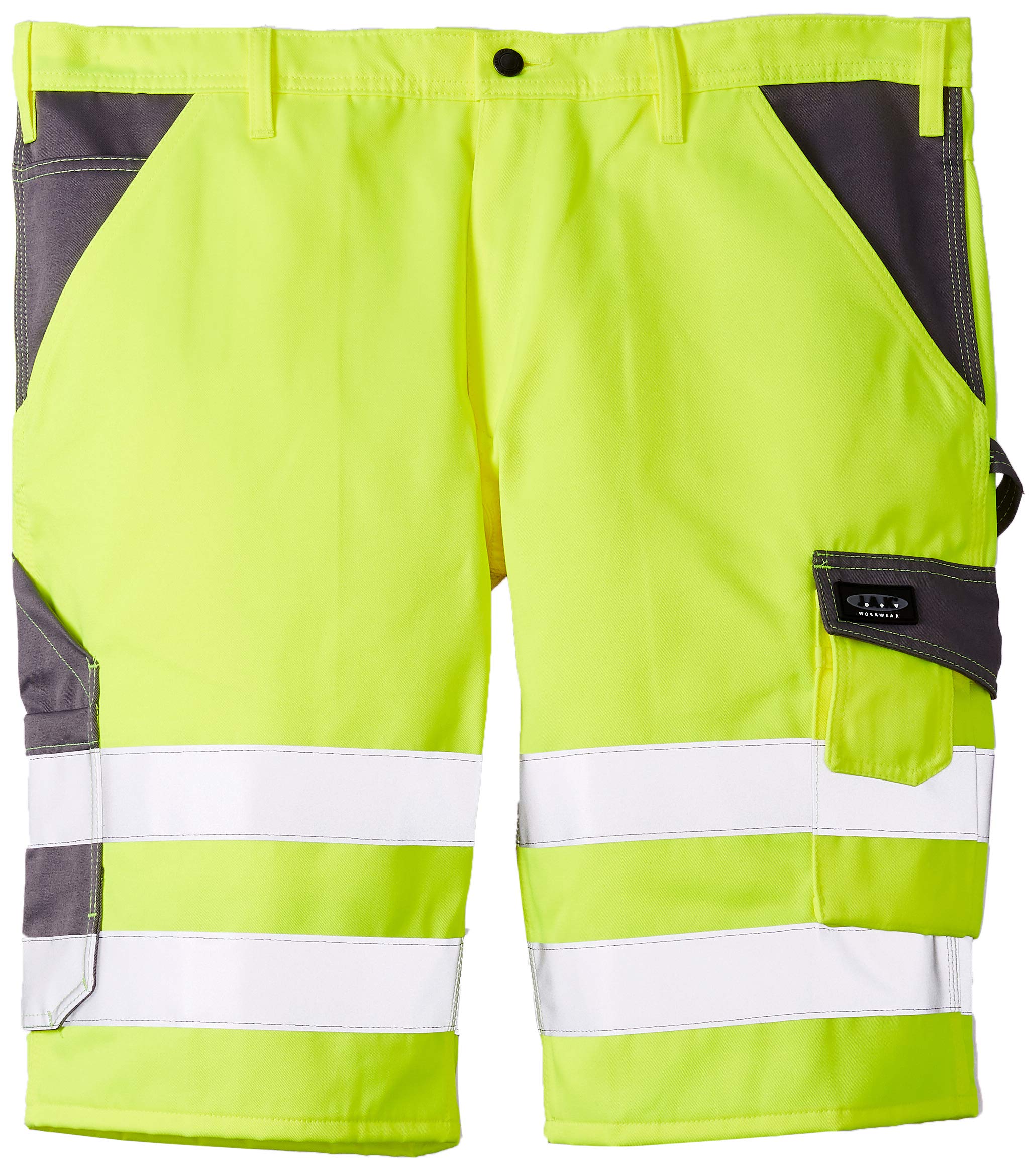 J.A.K. 1110914108 Series 11109 70% Polyester/30% Cotton Shorts, EN 20471, Class 1, Yellow/Grey, 60 (42) Size
