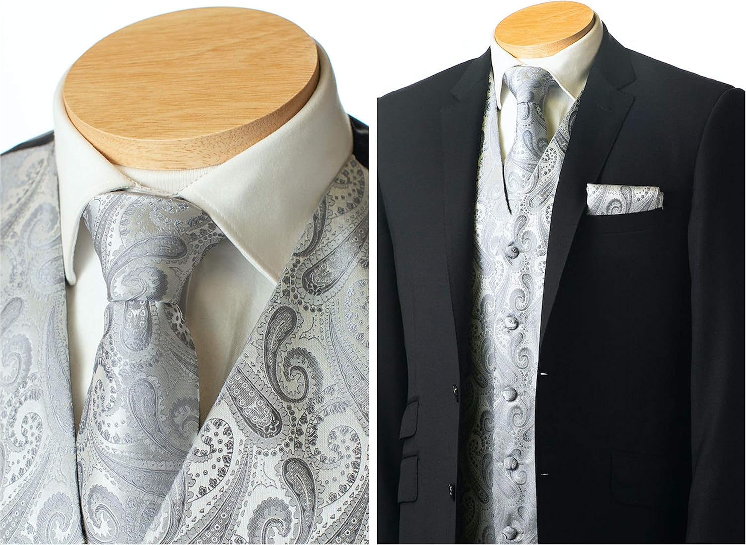 Men's 4pc Paisley Design Formal Tuxedo Dress Vest Necktie Bowtie Handkerchief Set at  Men’s Clothing store
