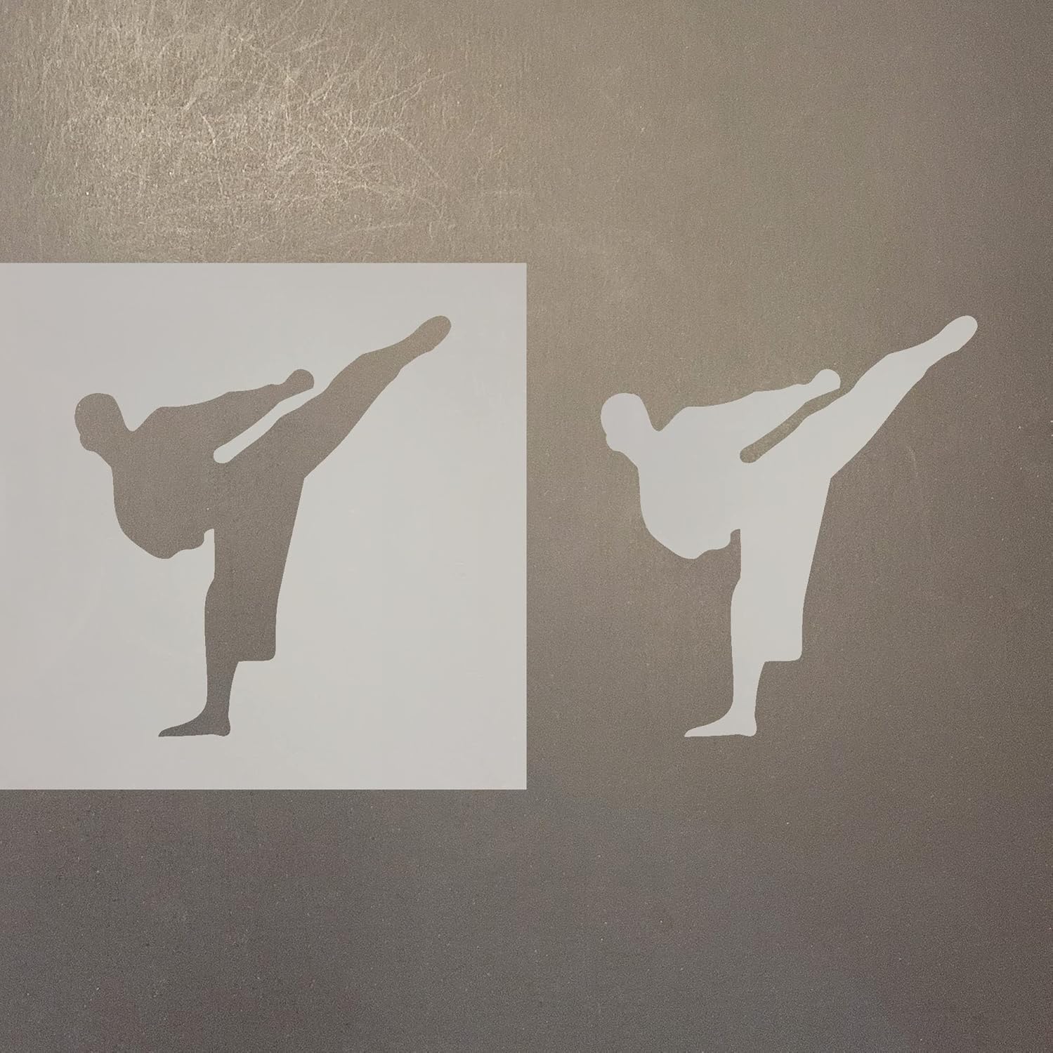 Mixed Media - Karate Man Reusable Mylar Stencil - Art Craft Supplies 4 Inch