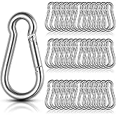 60Pcs Stainless Steel Carabiner Clip Spring-Snap Hook 1/4 in, M6 x 2 3/8 Inch Small Heavy Duty Carabiner Clips for Hammock, Punching Bag, Swing, Gym