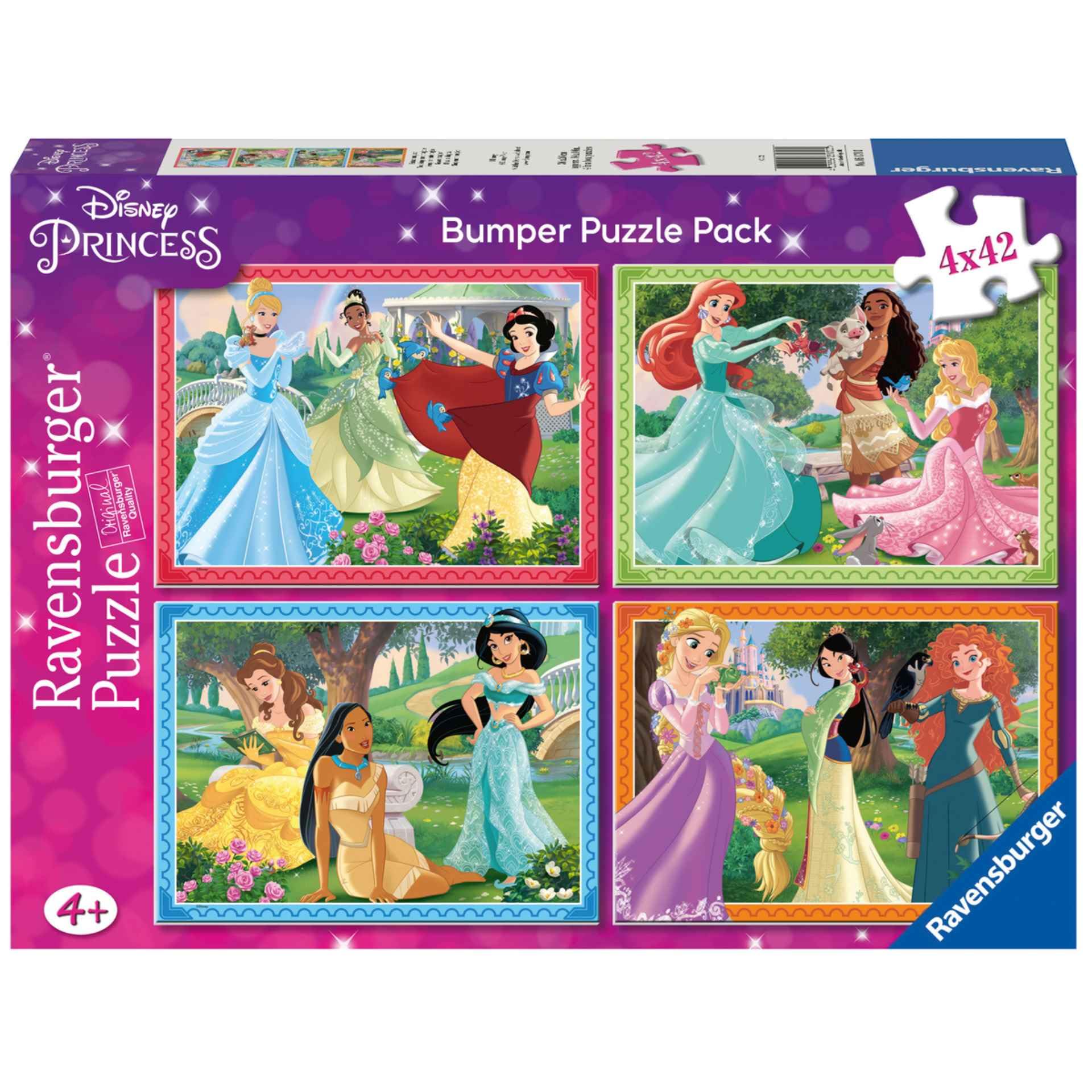 Ravensburger - Disney Princess Puzzles Pack Of 4 | Puzzle 4 Years Or Over | Gift Child 4 Years Or Over 42 Pieces Each | Kids Puzzles 36 X 26 Cm Puzzle