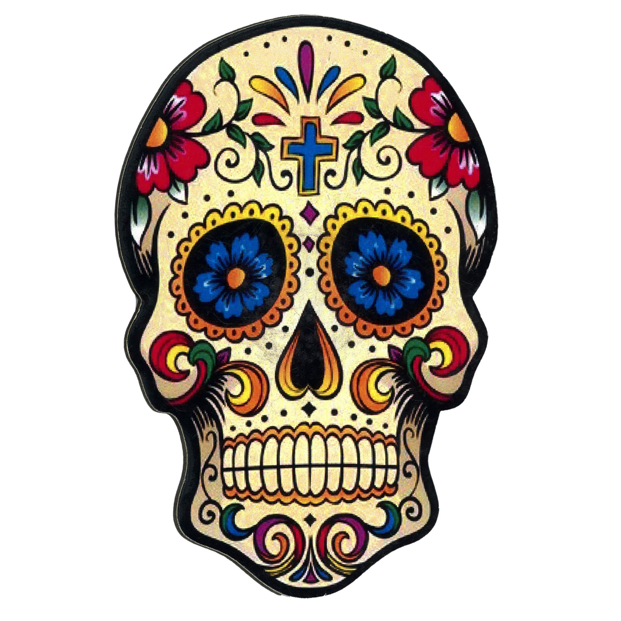 Cucuba MAGNET SHAPED VINTAGE STYLE COLLECTION PRINT ON WOOD - GIFT IDEA (Mexican Teschio) (Yellow)