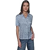 Karl Lagerfeld Womens Short Sleeve Whimsy Loose Fun Blouse