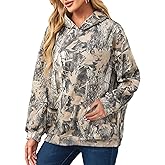 Lauweion Womens Oversized Camo Hoodie Maple Leaf Graphic Hooded Sweatshirt Trendy Long Sleeve Fleece Camouflage Hoodie