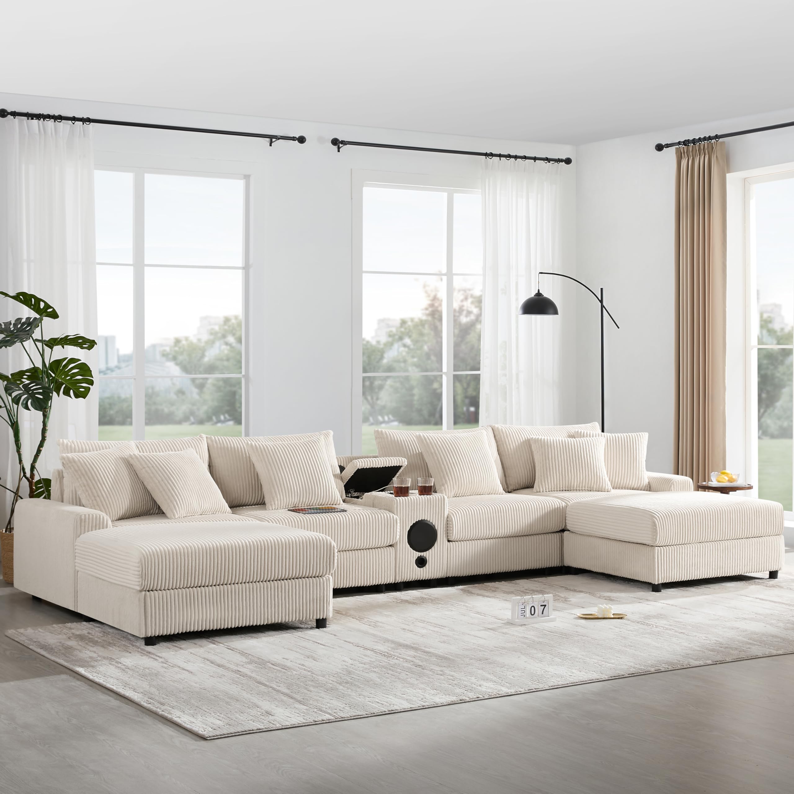 FANYE 144-Inch U-Shaped Sectional Sofa with