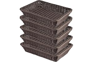 GNIEMCKIN 5 PCS 16 Inch Wicker Bread Basket, Woven Serving Basket, Tabletop Food serving Basket for Restaurant, Bakery, Famil