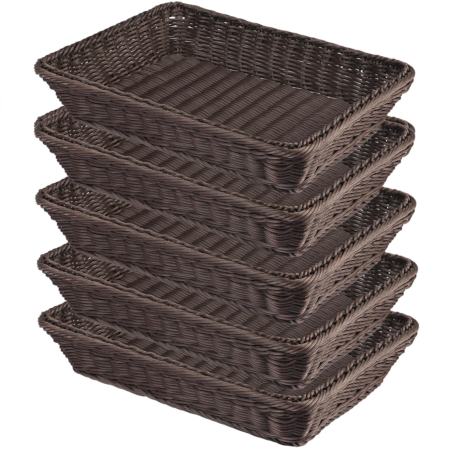 Photo 1 of 5 PCS 13.8x9.8 Inch Wicker Bread Basket, Woven Serving Basket, Tabletop Food Serving Basket for Restaurant, Bakery, Family Party, Hotel Serving, Fruits, Vegetables and Snacks, coffee