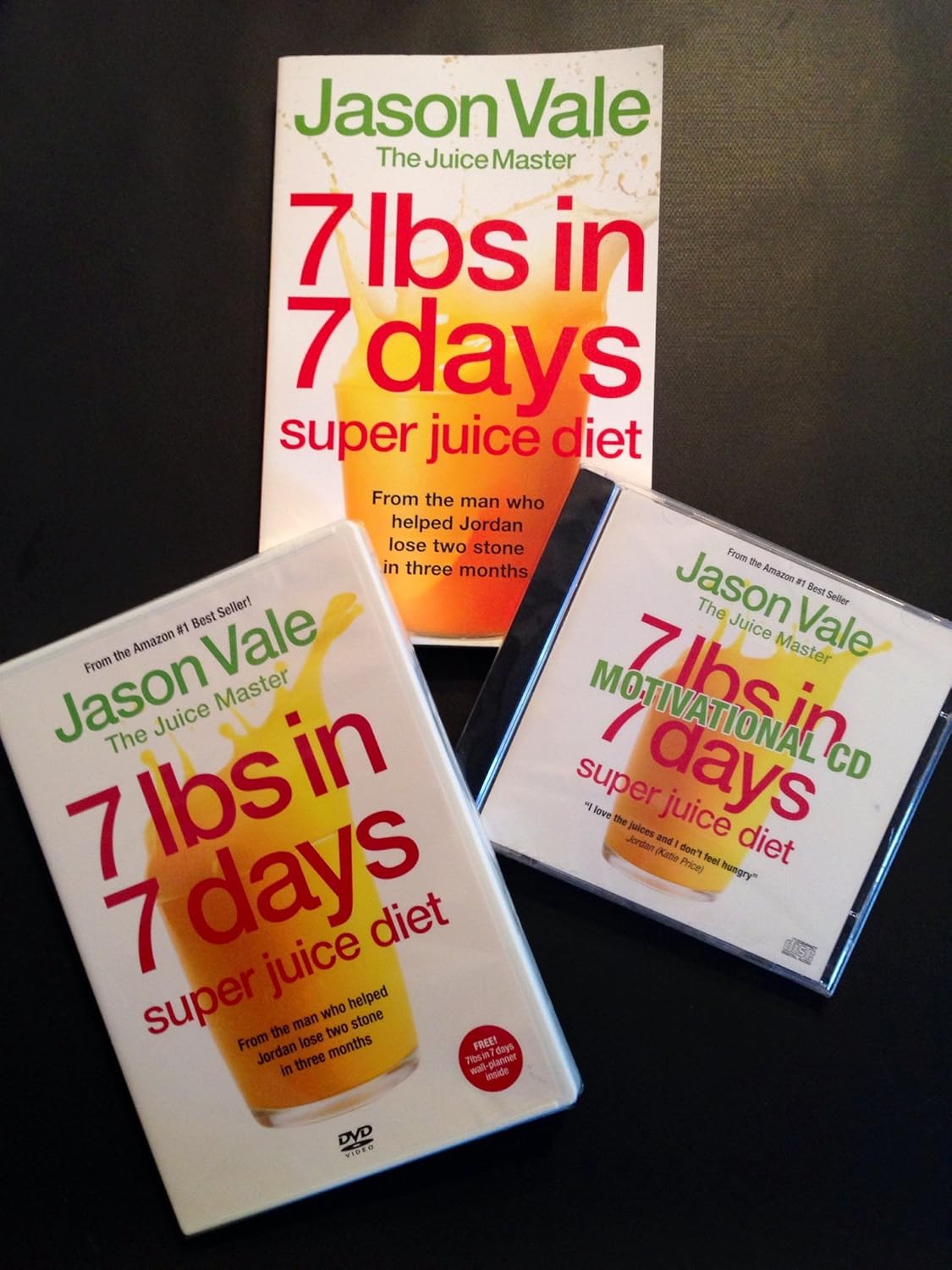 Jason Vale 7Ibs in 7 Days Super Juice Diet Pack Book + DVD + CD