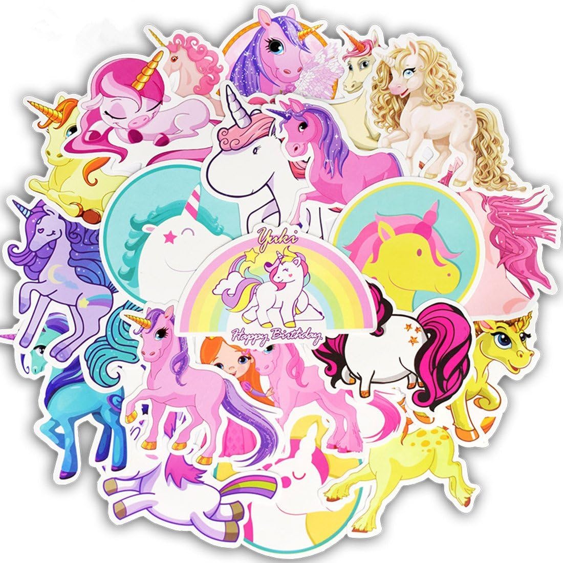 FEZZ 50pcs Stickers Pack Mixed Sticker Unicorn Cartoon Waterproof for DIY Laptop Macbook Car Motorcycle Bicycle Luggage Graffiti Skateboard
