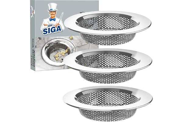 MR.SIGA Kitchen Sink Strainer, Stainless Steel Sink Drain Strainer, Dishwasher Safe, Outer Diameter4.4 inch/11.2cm, Inner Dia
