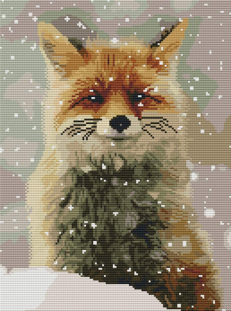 Abillyn Embroidery Cross Stitch Kits Fox and Snow Stamped with Printed Pattern Starter Kit (Fox)