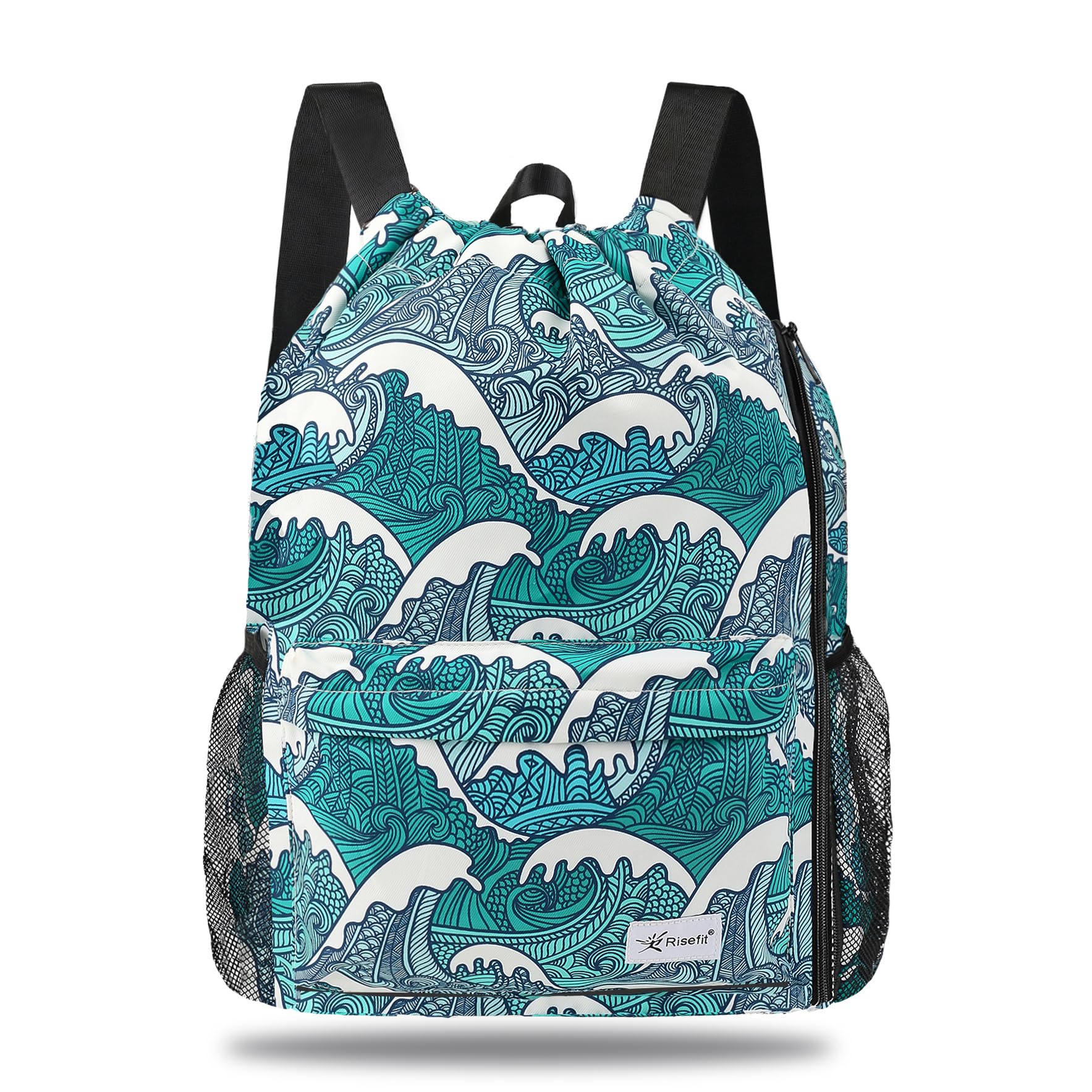 Risefit Waterproof Drawstring Bags String Backpack, Swim Bags PE Gym Bags Sports Backpacks Swimming Bags for Adults, Kids - Men Women Girls Boys