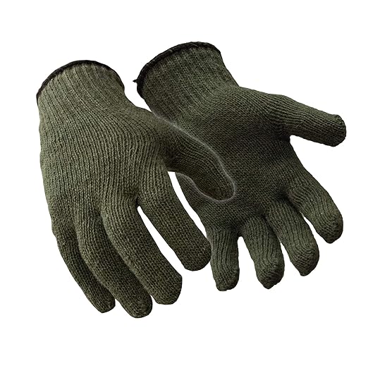 Refrigiwear Military Style Ragg Wool Glove Liners Green Pack Of 12 Pairs