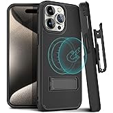 MOTIVE iPhone 15 Pro Max Case with Clip & Kickstand, Magnetic, Shell Holster Combo, 6.7" | Black V2