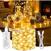 ZSJWL Rechargeable Fairy Lights with DIY Timer & 8 Modes, 16FT 50LED String Lights Battery Operated Indoor, Twinkle mini Lights for Bedroom Christmas Wedding Centerpiece Decor (Warm White)