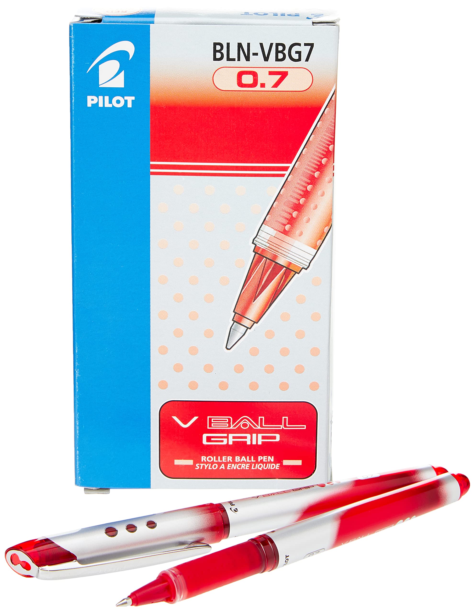 Pilot Vball 7 Grip Liquid Ink Rollerball 0.7 mm tip (Box of 12) - Red