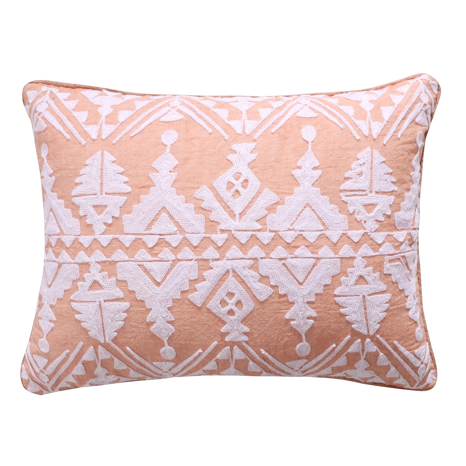 Levtex Addie Geo Emb Blush Pillow, Medalion, 100 Cotton