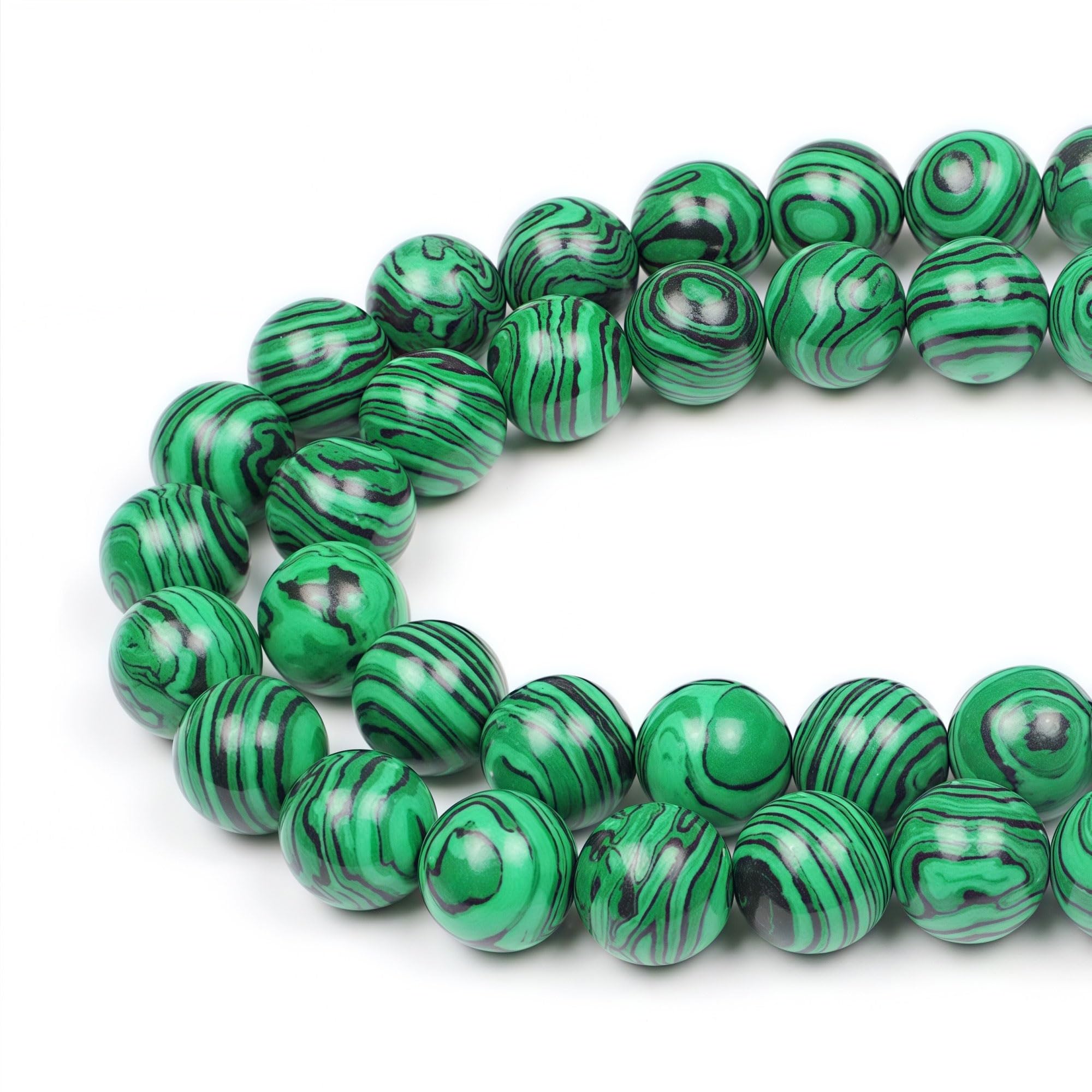 MJDCB Round Stone Beads 6mm Synthetic Malachite Loose Gemstone Beads for Jewelry Making Bracelet Necklace 60pcs