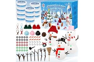 GIFTPEAK 10 Pack DIY Snowman Kit Toys for Kids,Christmas Craft Xmas Gift Toy for Girl,Boy,Build a Snowman Kit Indoor Decorations,Creative Kids Air Dry Modeling Clay,Christmas Gift Stocking Stuffers for Toddler