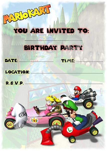 Super Mario Kart Festa Di Compleanno Inviti Ritratto