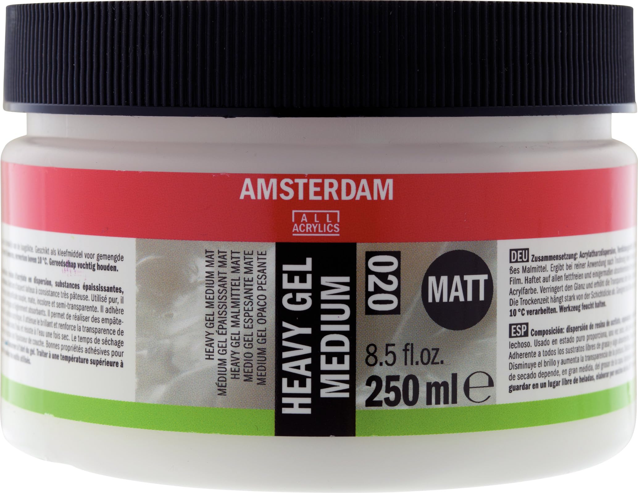 Amsterdam Mediums - Heavy Gel Medium Matt 020-250 ml Jar - Adds Volume & Dimension - Thicker Acrylic Paint - Mixed Media - Dries Colorless - Waterproof
