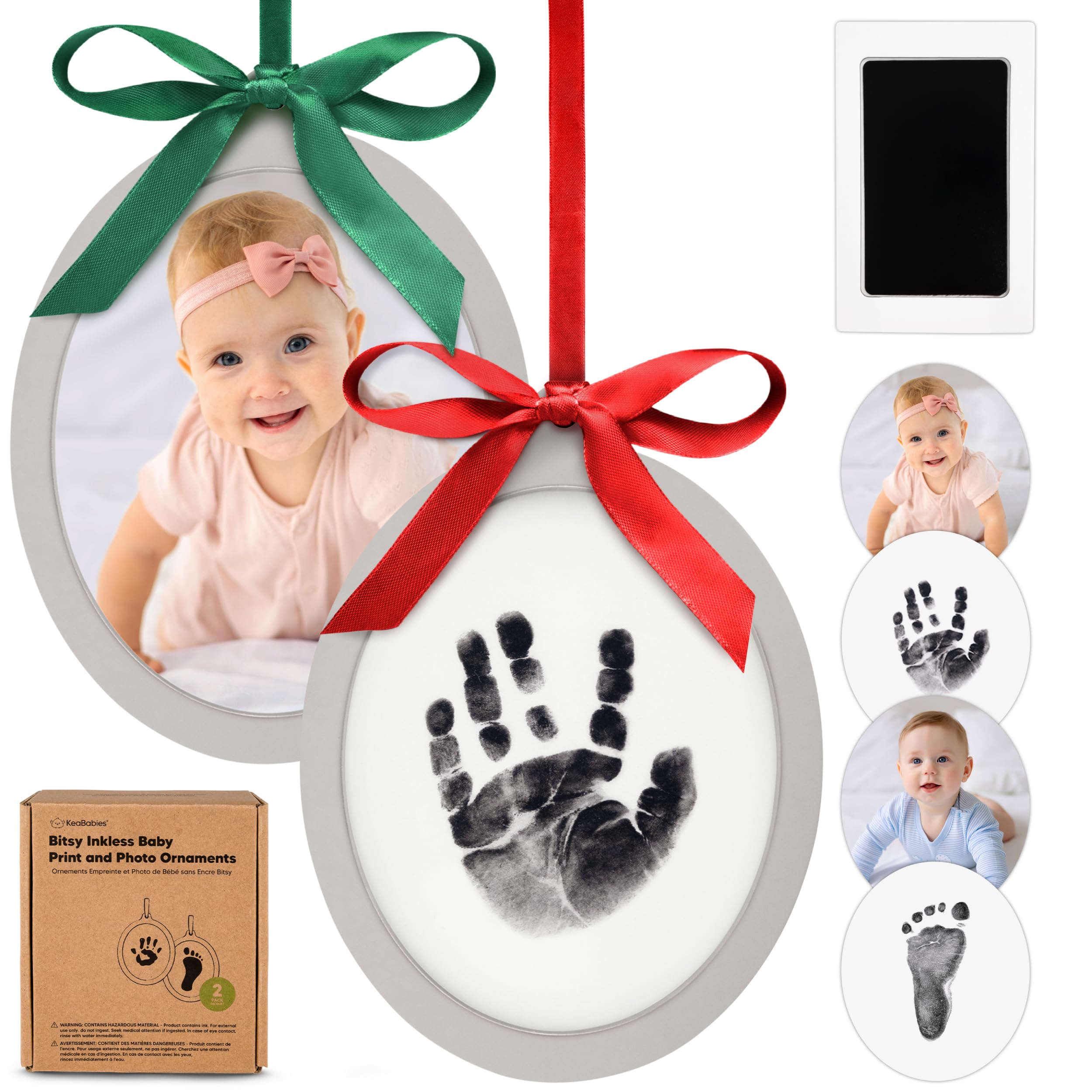 Photo 1 of Inkless Baby Hand and Footprint Kit - Two-Sides Newborn Footprint Kit Ornament, Personalized Baby Gifts Photo Frame, Cute Newborn Keepsake for Nursery Decor, New Mom Gifts (Oval/Cloud Gray)