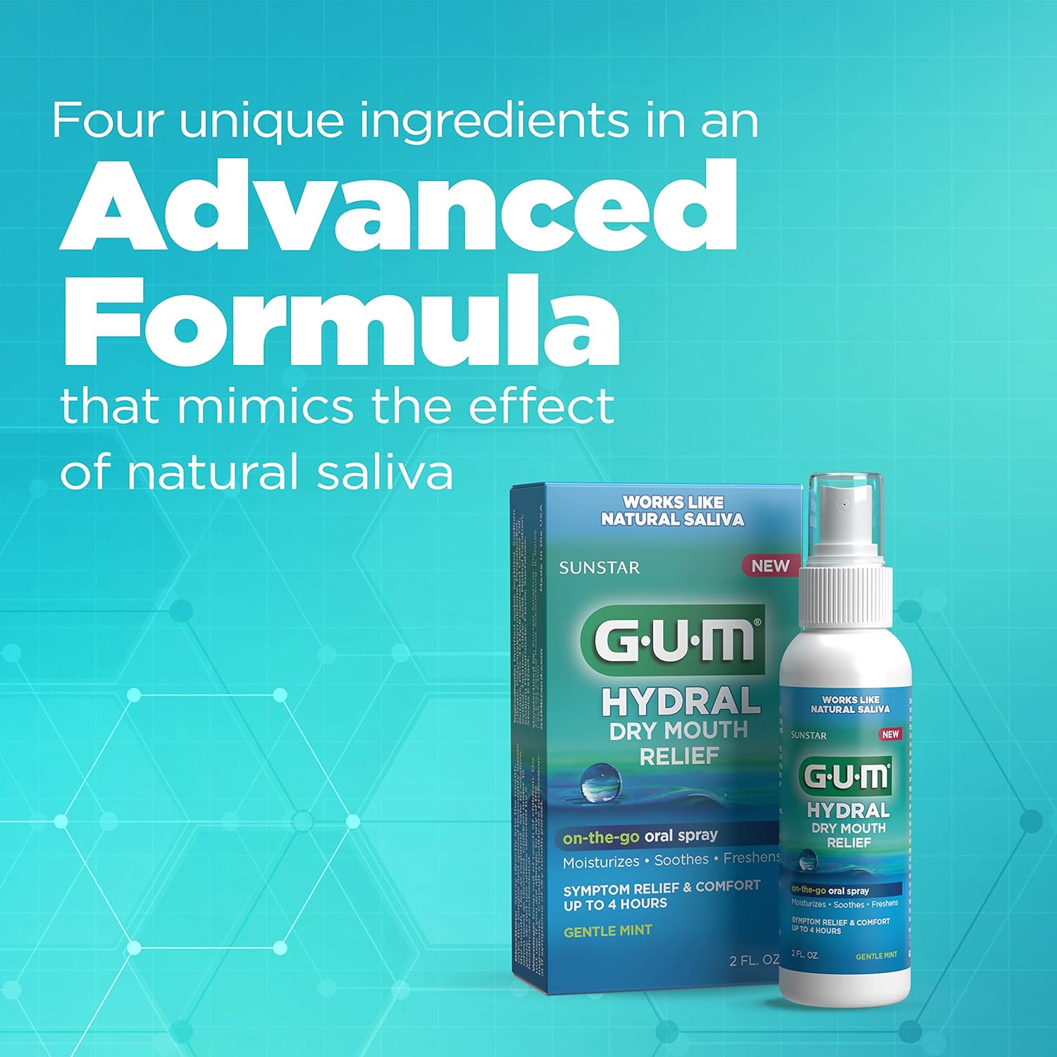 GUM - 1800R Hydral Oral Spray, Alcohol-Free Gentle Mint Spray for On-The-Go Dry Mouth Relief, 2 oz: Industrial & Scientific