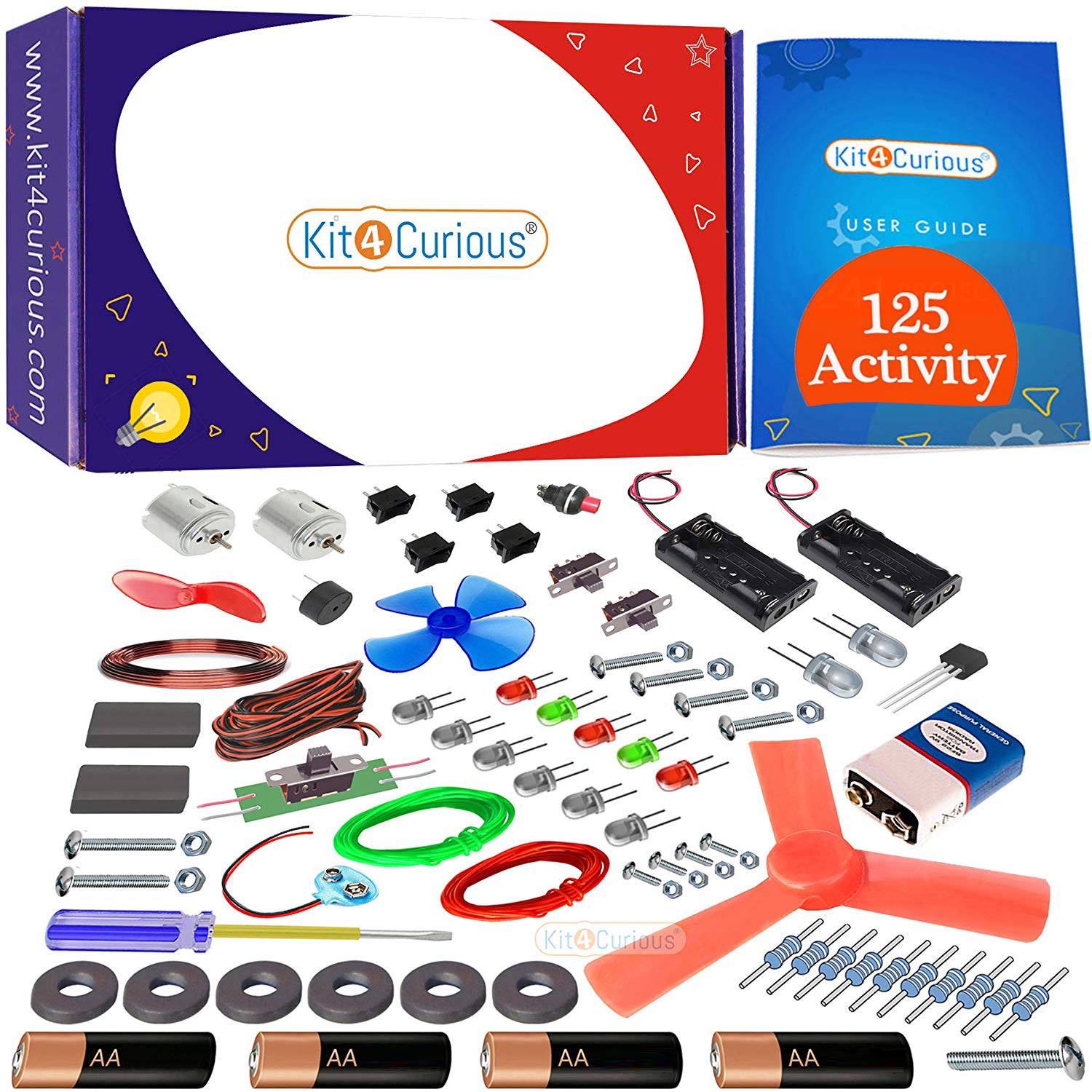 Kit4Curious 125 Projects DIY Activity Science Electronics Starter Mega Kit