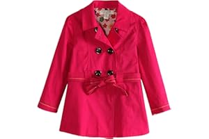 Richie House Big Girls' Colored Trench Coat with Floral Lining Fabric Rh0768