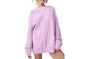 Mafulus Womens 2023 Fall Sweaters Crewneck Oversized Cable Knit Pullovers Long Sleeve Sweater Casual Jumper Top
