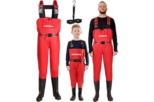DaddyGoFish Chest Waders for Kids and Adults, Fishing and Hunting Waders with a Pocket and a Wader Hanger