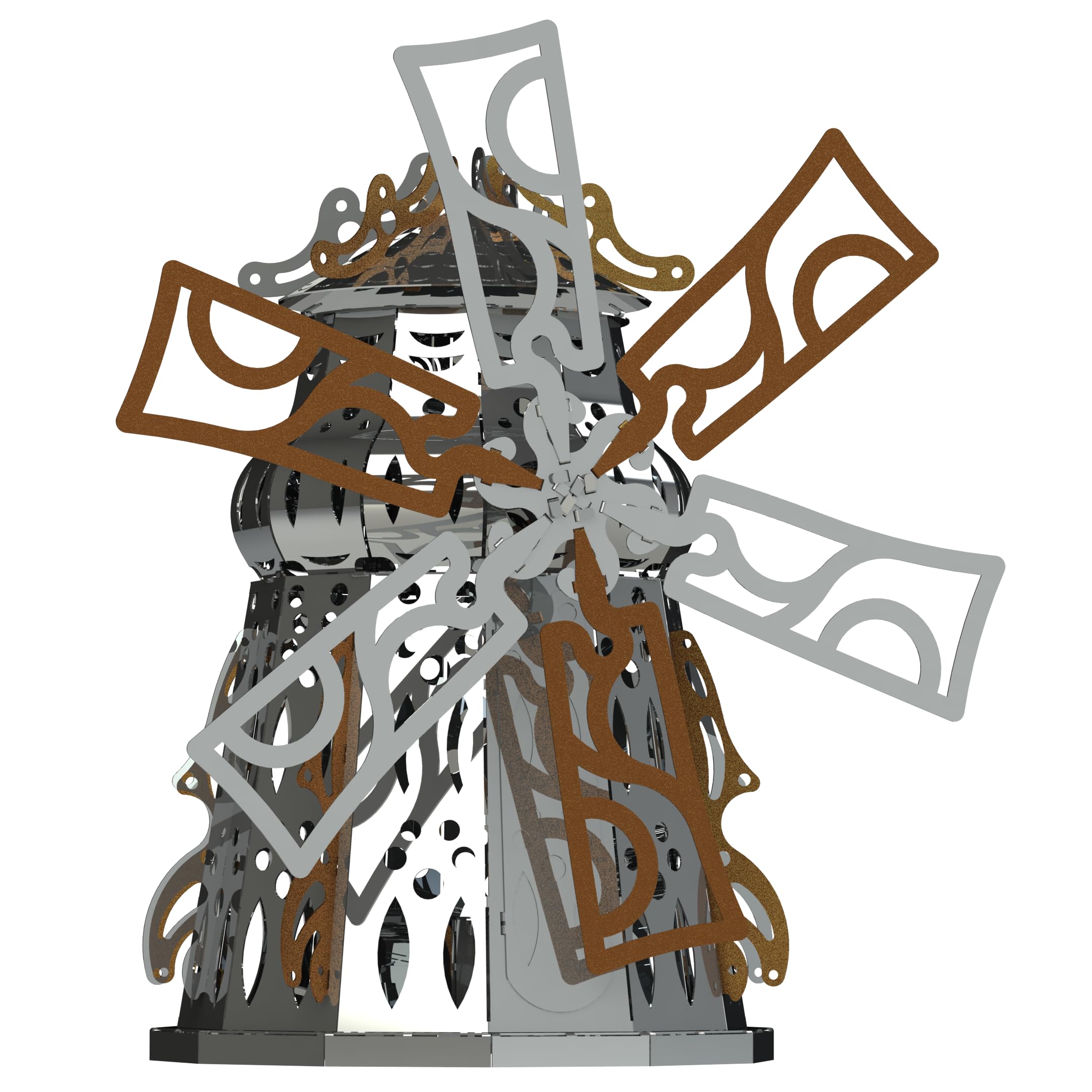 METAL-TIME Mysterious Mill, Windmill Model, Metal Model Kit, 3D Puzzle Building Crafts for Adults and Kids, Collectible Figurine, Stainless Steel DIY Construction with Toolbox, 52 Pieces.