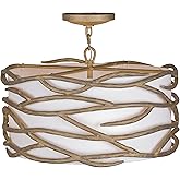 Minka Lavery 3715-788 Branch Reality Fabric Shade Semi Flush Ceiling Light, 4-Light 240 Total Watts, 12" H x 20" W, Textured 