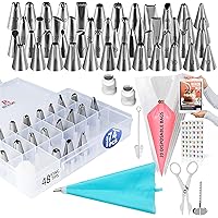 74PCs Icing Piping Bags and Tips Set-Cookie,Cupcake Icing Tips Cake Decorating Kit Baking Supplies -48 Numbered Cake Frosting