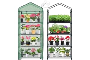 Purlyu Mini Greenhouse for Indoor Outdoor,Plant Green House 4-Tier Rack Stand Portable Greenhouses with Durable PE Cover for Seedling, 2.5x1.6x5.2 FT Ideal Gardening Gifts for Women Men(PLGH704G)