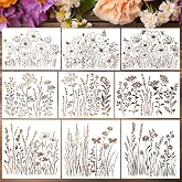 Large Flower Stencils Wildflower Stencils for Crafts Reusable | Floral Stencil for Painting on Walls Wood Fence Canvas Fabrics Furniture Outdoors