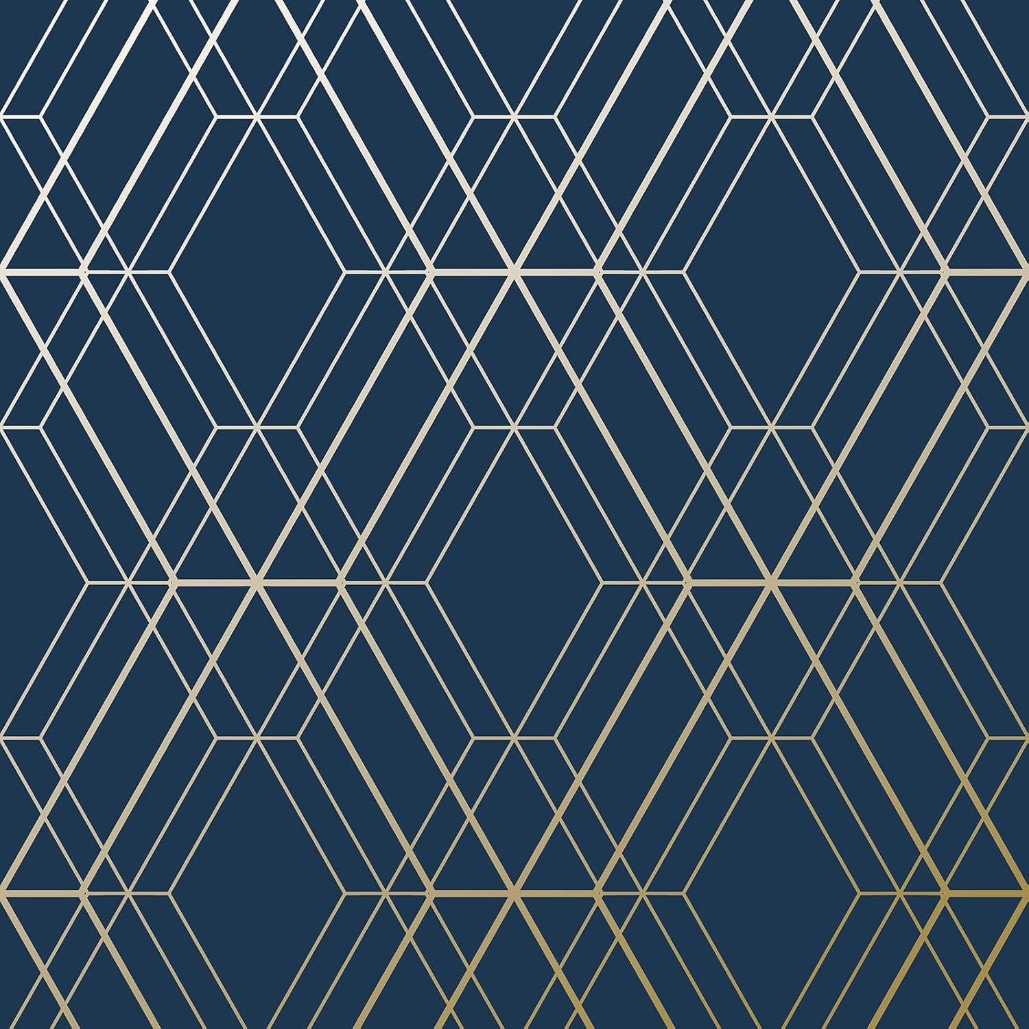 Metro Diamond Geometric Wallpaper Navy Blue And Gold Wow003 World Of Wallpaper Amazon Com