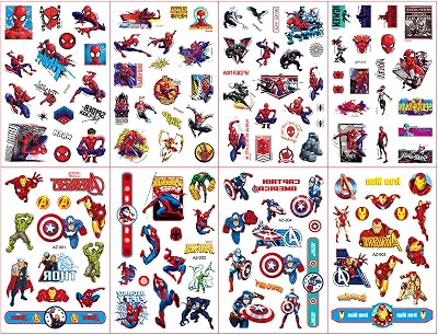 Aisszhao Boys Cartoon Temporary Tattoos 8 Sheets Waterproof Large Size