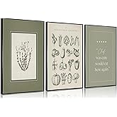 3Pcs Vintage Sage Green Kitchen Chef was Cute Would Eat Here Again Wall Art Retro Vegetable Garden Painting Picture Wall Decor Sketch Poster Print Artwork for Dining Room Cafe kitchen Home Decoration【UNFRAMED】