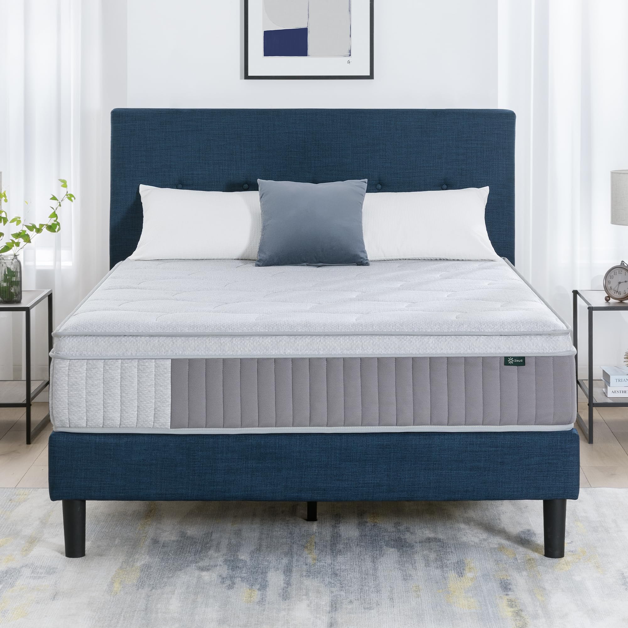 Photo 1 of Zinus Cool Support 12 Inch Hybrid Mattress, Cooling Gel Memory Foam, Heavy Duty Individually Wrapped Coils, Soothing Pressure Relief, Medium Firm Feel, CertiPUR-US Certified, Queen