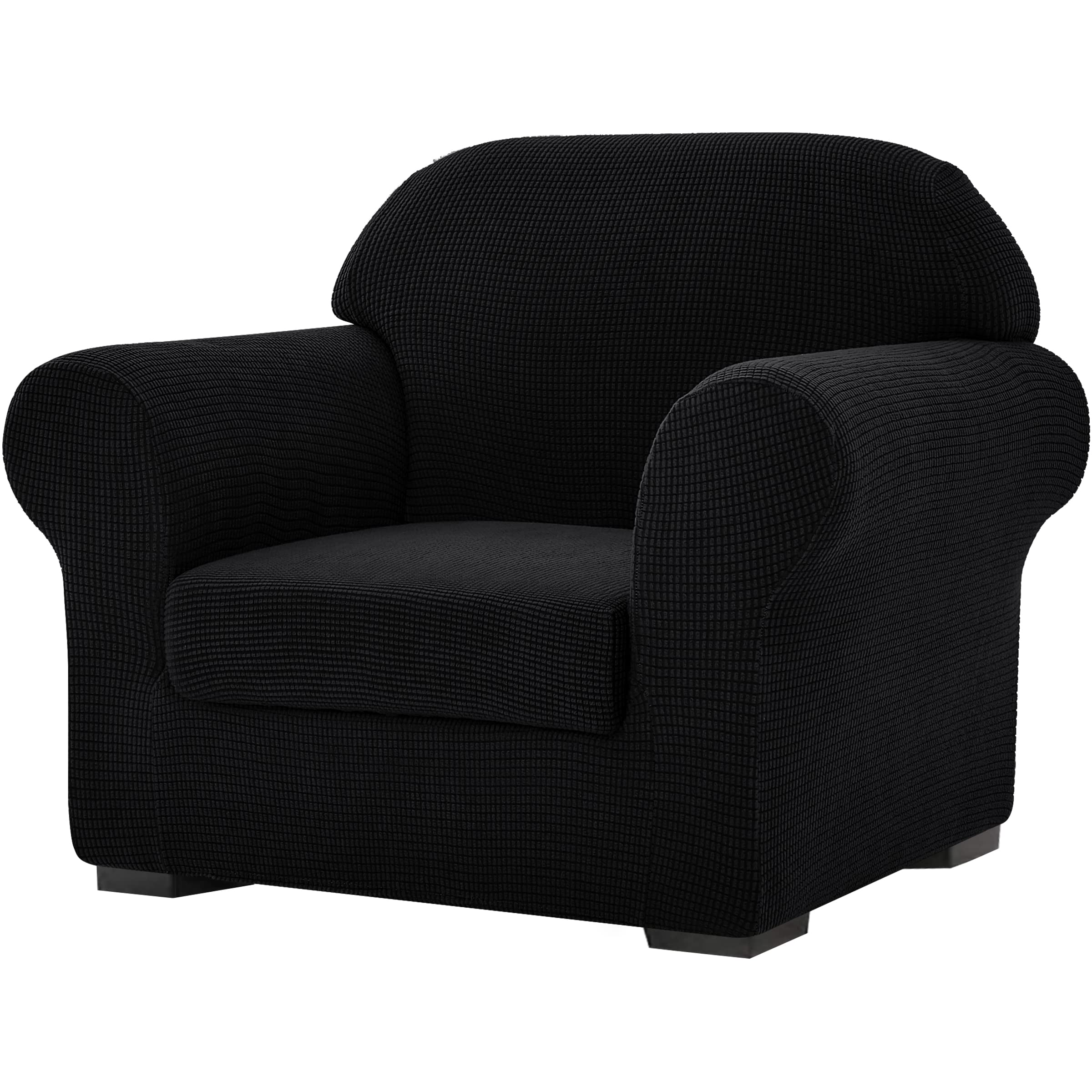 SU SUBRTEX Elastic Sofa Covers with 1 Separate Seat Cushion Cover Anti-Scrach Slipcovers Adjustable Washable Furniture Protector (1 Seater, Black)