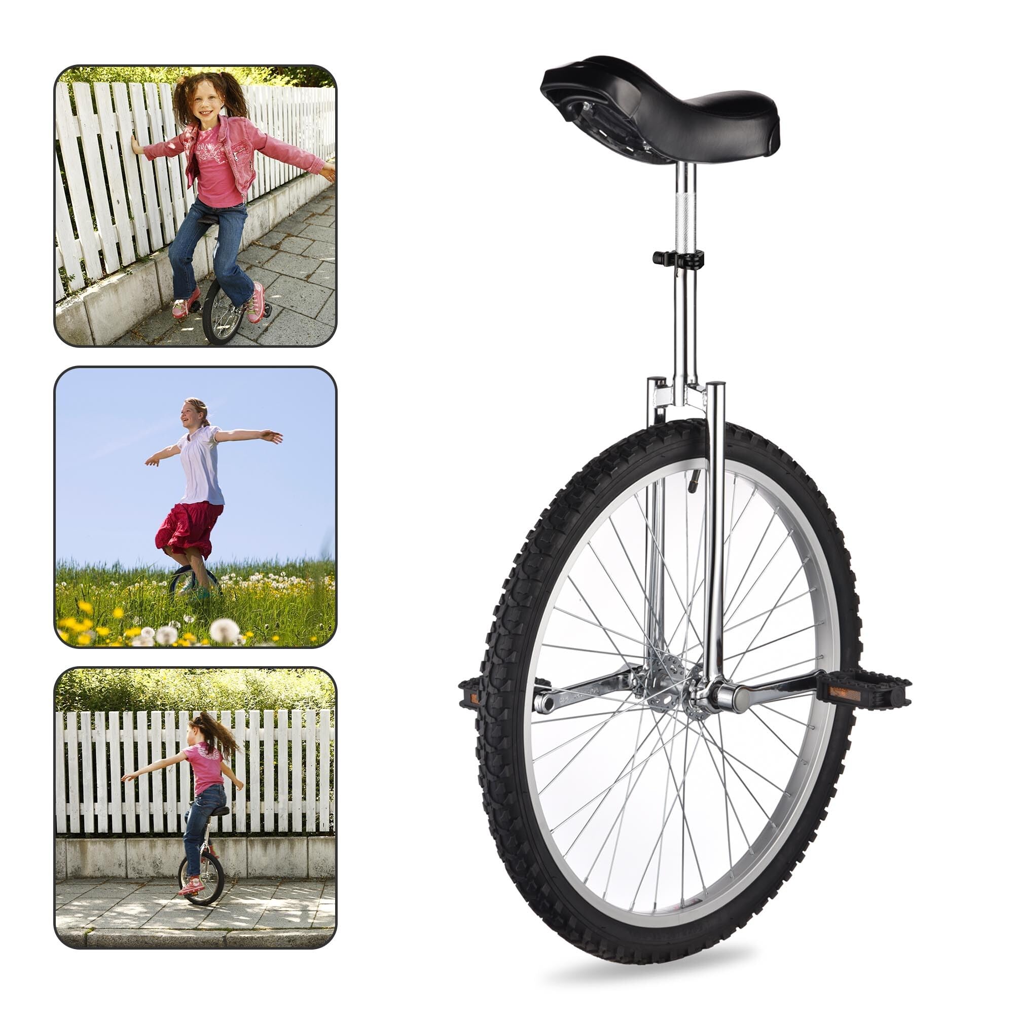 AW 16/18/20/24 Inch Wheel Outdoor Unicycle Adjustable Seat Exercise Bicycle Fit Adults Kids Outdoor Sports Fitness Exercise, for Choice