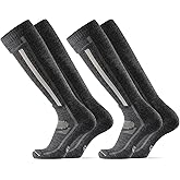 DANISH ENDURANCE Merino Wool Thermal Ski Socks, Shin Padding, Warm, for Men & Women 1 & 2Pack