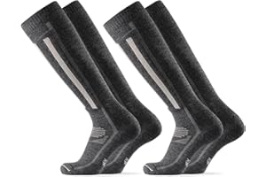 DANISH ENDURANCE Merino Wool Thermal Ski Socks, Shin Padding, Warm, for Men & Women 1 or 2 Pack
