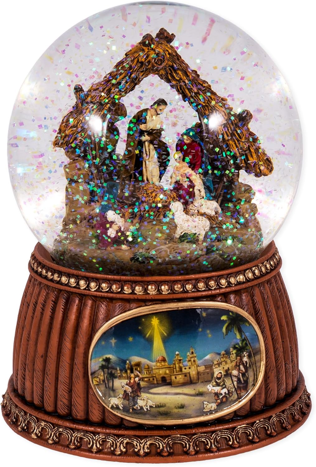 Snow Globes - Charming Natural Brown Holiday Nativity 5.5 x 4 Resin Decorative Tabletop Snow Globe