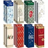 Xylitic 16 Pack christmas wine gift bags with Unique Xmas Designs,14 x 4.7 x 3.5 inch Christmas Wine Bags for wine bottles gifts,Xmas Party,Holiday Supplies