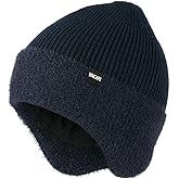 Wmcaps Winter Fleece Line Beanie with Earflap for Men Women, Outdoor Warm Thermal Knitted Hat Stocking Caps