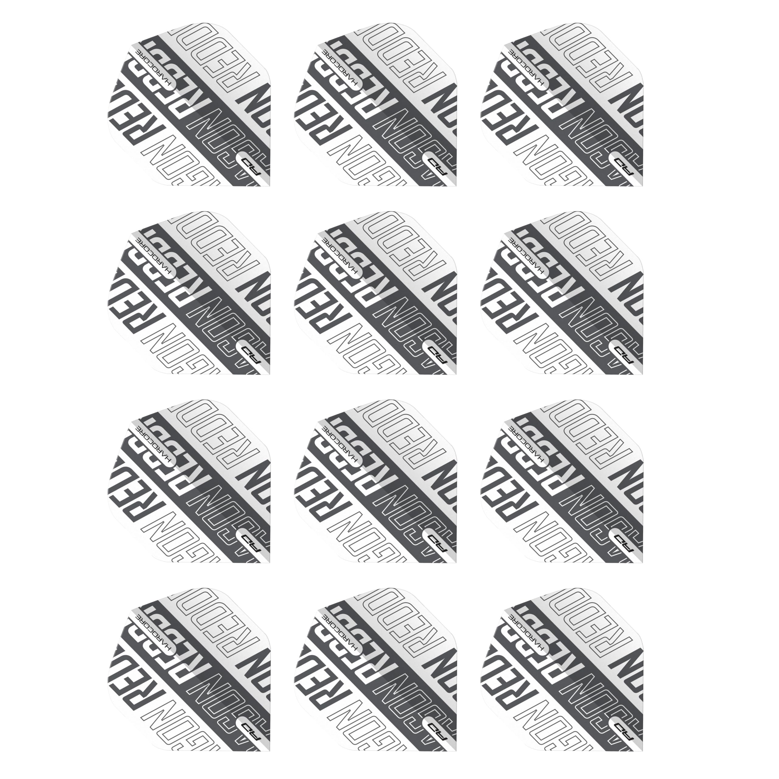 RED DRAGON Hardcore XT White and Grey Dart Flights - 4 sets Per Pack (12 Dart Flights in total)