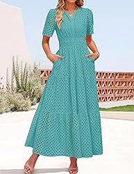 ZESICA Women's 2025 Summer Short Sleeve Maxi Dress